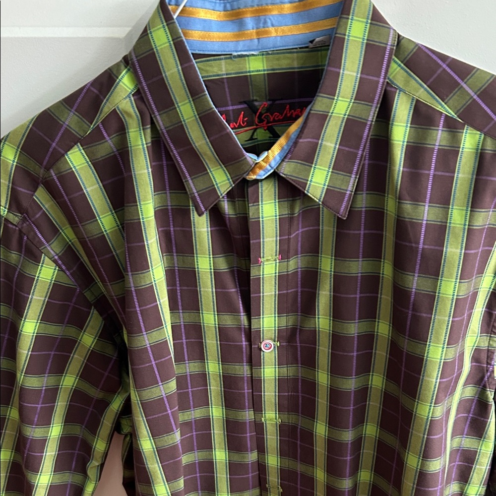 Robert Graham Green and Purple Checkered Shirt